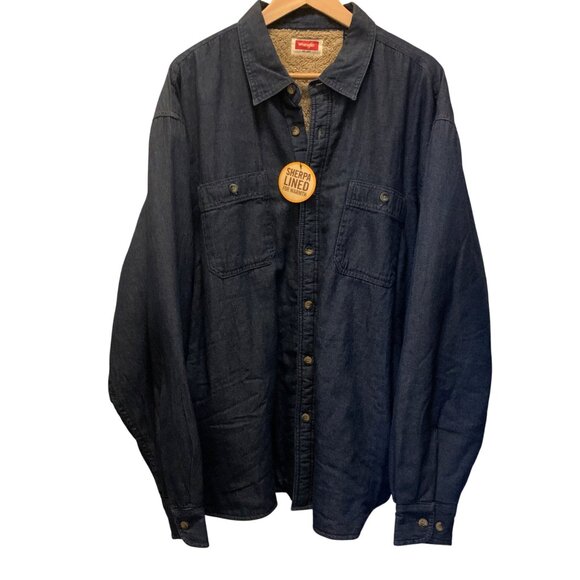 Wrangler Men's Sherpa-Lined Denim Shirt Jacket Button-Down Sz XL VTG Old Stock - Picture 1 of 12